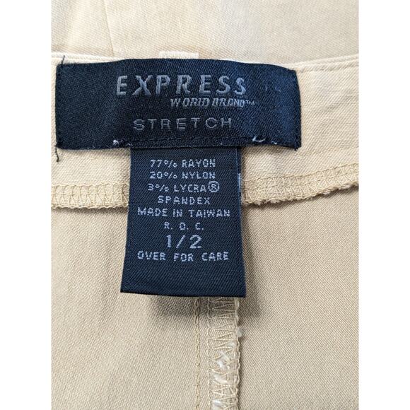 Express Pencil Skirt 1/2 Stretch Khaki Tan Mini Straight Academia Work Career - Picture 3 of 12